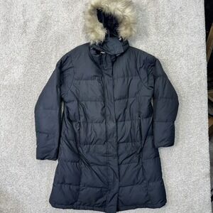 L.L. Bean Parka Mens L Regular 227260 Black Down Faux Fur Hood Puffer Jacket